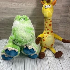 BabiesRUs Green and Blue Stuffed Dinosaur & Geoffrey the giraffe